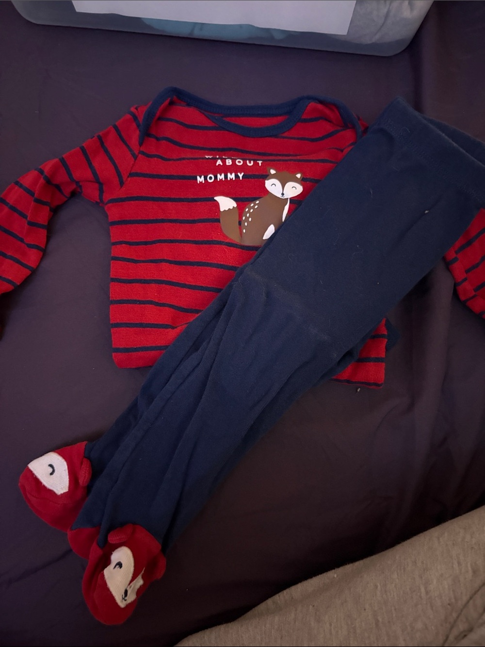 Carter's Red & Navy Fox Stripe Pajama Set